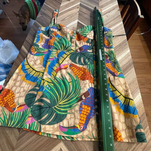 House‎ of Harlow 1960 Dress Women Toucans Mini Linen Blend Sz XL Tropical Beachy - Picture 5 of 9